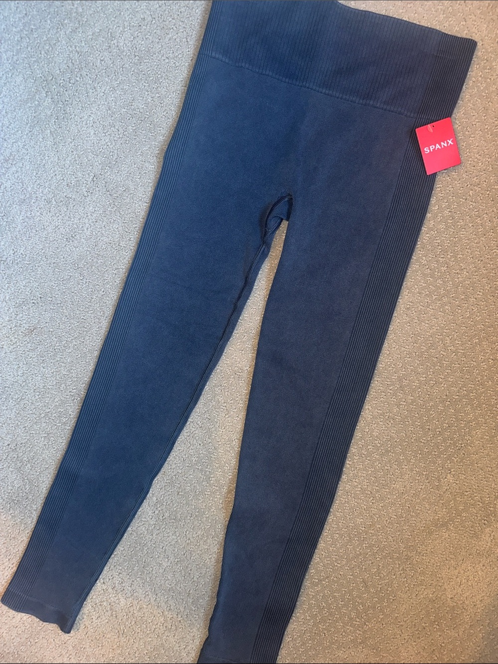 New! SPANX Navy High-Waist Seamless Leggings - Women's Large